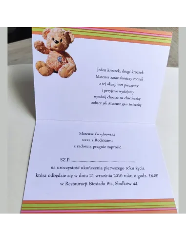 Personalizowane Zaproszenie Urodzinowe na Roczek Projekt