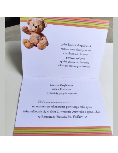 Personalizowane Zaproszenie Urodzinowe na Roczek Projekt