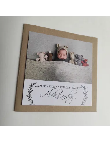 Personalizowane Zaproszenie na Chrzciny Eko Papier Boho