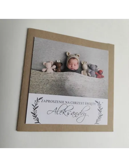 Personalizowane Zaproszenie na Chrzciny Eko Papier Boho