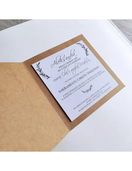 Personalizowane Zaproszenie na Chrzciny Eko Papier Boho