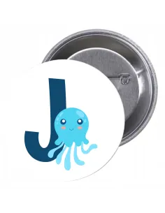 Przypinki Buttony Literki dla Dzieci – J Znaczki Badziki