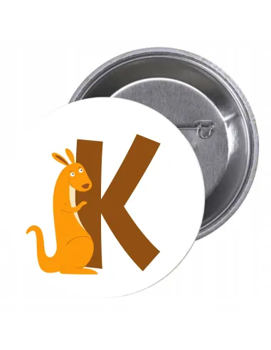 Przypinki Buttony Literki dla Dzieci – K Znaczki Badziki