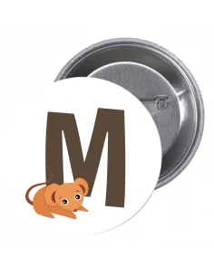 Przypinki Buttony Literki dla Dzieci – M Znaczki Badziki