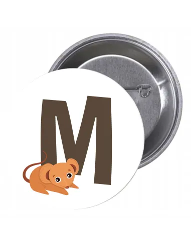 Przypinki Buttony Literki dla Dzieci – M Znaczki Badziki