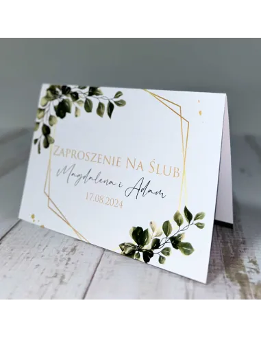 Personalizowane Zaproszenie na Ślub Wesele Zielone Liście