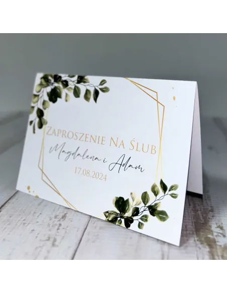 Personalizowane Zaproszenie na Ślub Wesele Zielone Liście