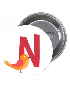 Przypinki Buttony Literki dla Dzieci – N Znaczki Badziki