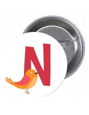 Przypinki Buttony Literki dla Dzieci – N Znaczki Badziki