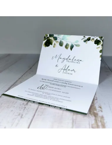 Personalizowane Zaproszenie na Ślub Wesele Zielone Liście