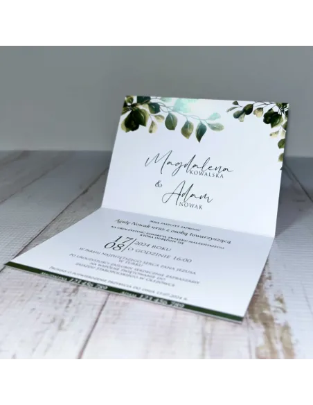 Personalizowane Zaproszenie na Ślub Wesele Zielone Liście