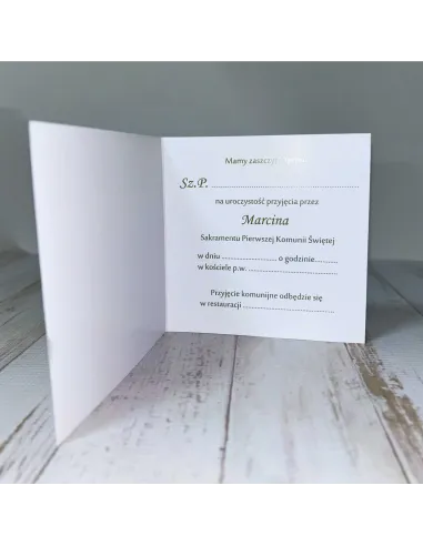 Zaproszenia Eleganckie Zaproszenie Pierwszą Komunię