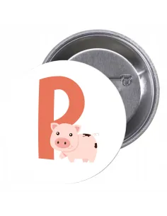 Przypinki Buttony Literki dla Dzieci – P Znaczki Badziki
