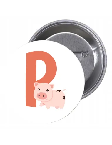 Przypinki Buttony Literki dla Dzieci – P Znaczki Badziki