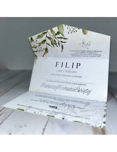 Eleganckie Zaproszenie na Pierwszą Komunię Personalizowany