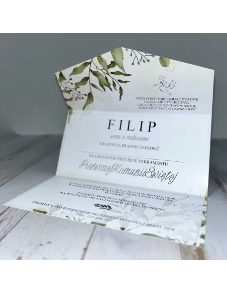 Eleganckie Zaproszenie na Pierwszą Komunię Personalizowany