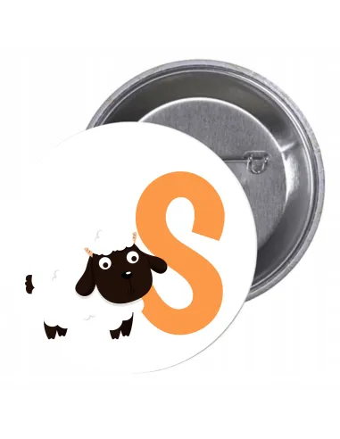 Przypinki Buttony Literki dla Dzieci – S Znaczki Badziki