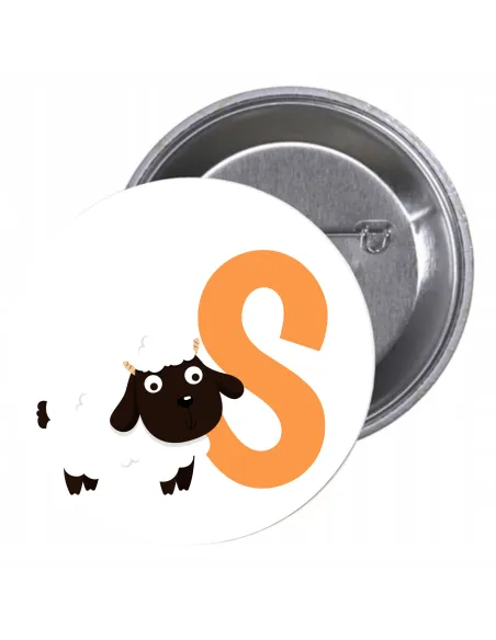 Przypinki Buttony Literki dla Dzieci – S Znaczki Badziki