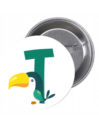 Przypinki Buttony Literki dla Dzieci – T Znaczki Badziki