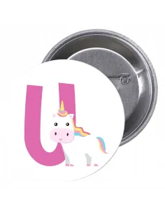 Przypinki Buttony Literki dla Dzieci – U Znaczki Badziki