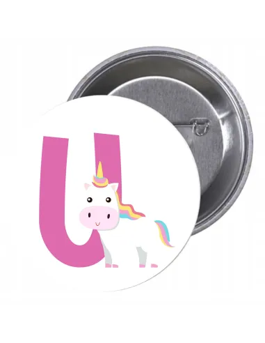 Przypinki Buttony Literki dla Dzieci – U Znaczki Badziki