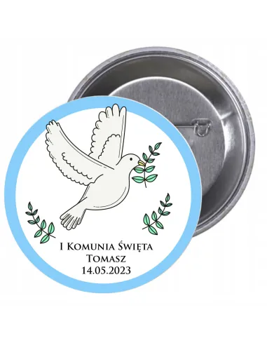 Przypinki Buttony Komunia Święta Tomasz Znaczki Badziki