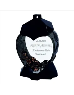 Znicz z Różą Grawerowany Kształcie Serca Taty dla Taty