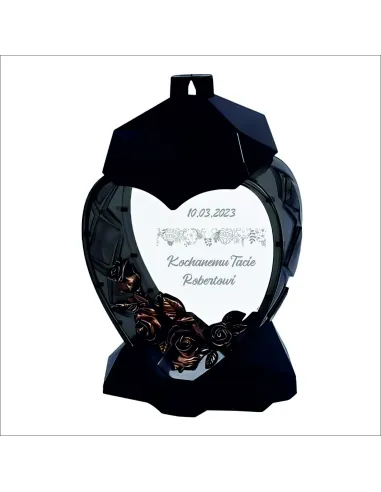 Znicz z Różą Grawerowany Kształcie Serca Taty dla Taty