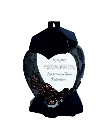 Znicz z Różą Grawerowany Kształcie Serca Taty dla Taty