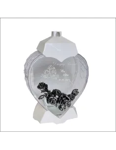 Ekskluzywny Znicz Kształt Serce – Biały Personalizowany