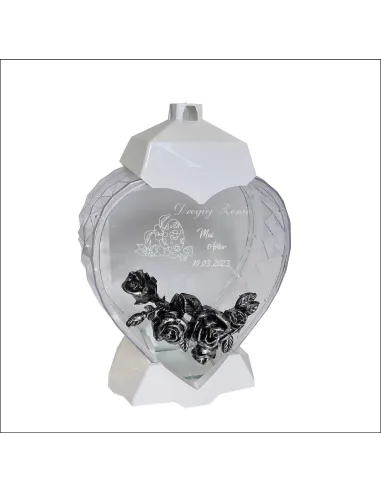 Ekskluzywny Znicz Kształt Serce – Biały Personalizowany