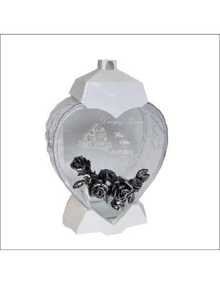 Ekskluzywny Znicz Kształt Serce – Biały Personalizowany