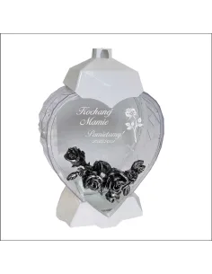 Ekskluzywny Znicz Kształt Serce Biały Personalizowany Grawer