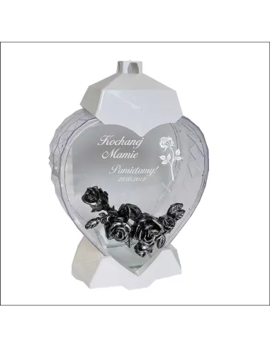 Ekskluzywny Znicz Kształt Serce Biały Personalizowany Grawer