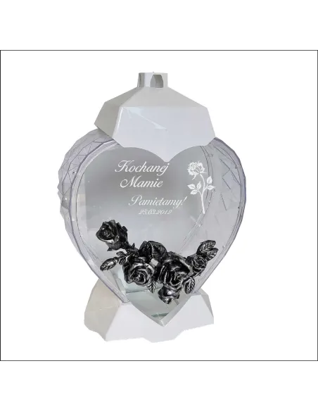 Ekskluzywny Znicz Kształt Serce Biały Personalizowany Grawer