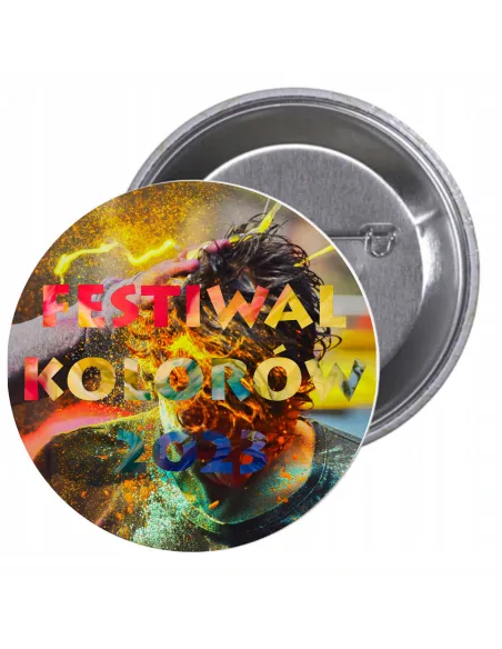 Przypinki Buttony Festiwal Kolorów 2023 Znaczki z Projektem
