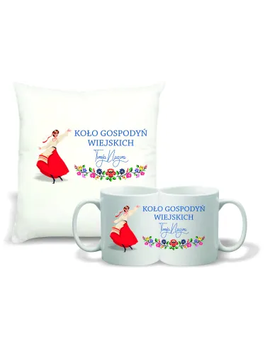 Zestaw Poduszka i Kubek z Nadrukiem KGW Koło Gospodyń