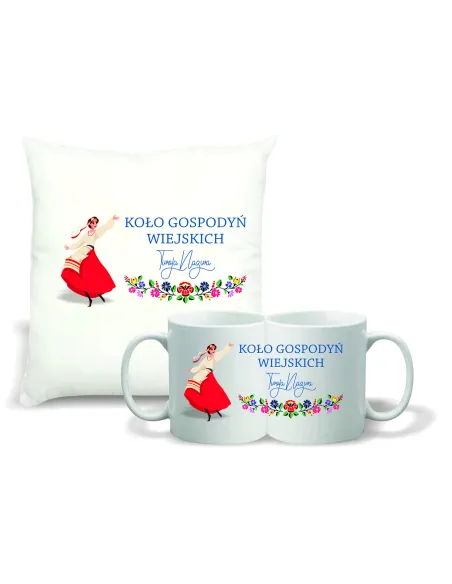 Zestaw Poduszka i Kubek z Nadrukiem KGW Koło Gospodyń