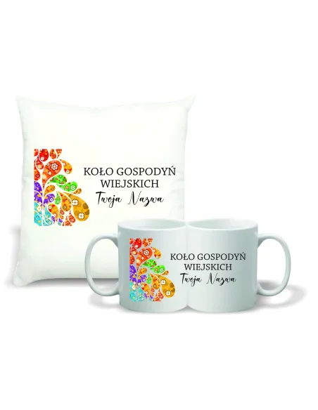 Zestaw Poduszka i Kubek z Nadrukiem KGW Koło Gospodyń