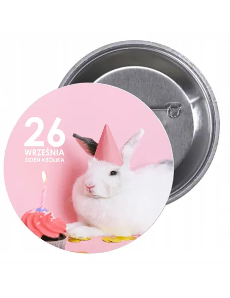 Przypinki Buttony Dzień Królika Znaczki Badziki z Grafiką