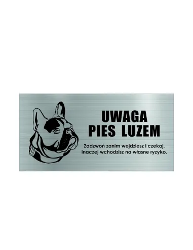 Tabliczka Uwaga Pies Luzem Ostrzegawcza Bramę Imieniem