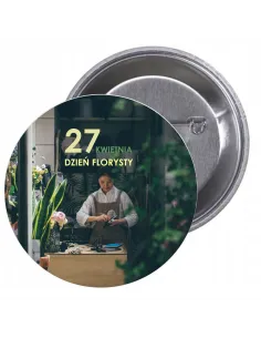 Przypinki Buttony Dzień Florysty Znaczki Badziki z Grafiką
