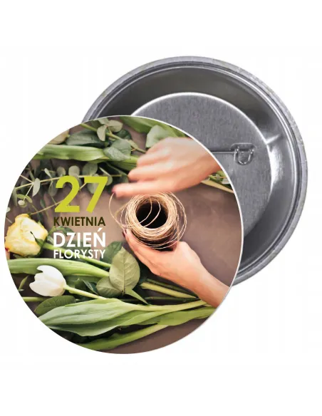 Przypinki Buttony Dzień Florysty Znaczki Badziki z Nadrukiem