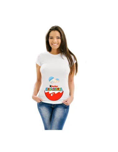 Koszulka z Nadrukiem Ciążowa Nadruk Kinder Niespodzianka