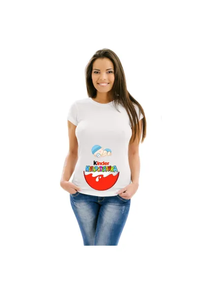 Koszulka z Nadrukiem Ciążowa Nadruk Kinder Niespodzianka