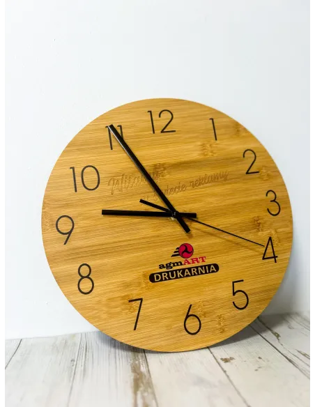 Bambusowy Zegar Ścienny z Nadrukiem UV z Twoim logo z logo