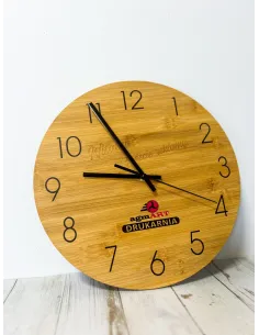Bambusowy Zegar Ścienny z Grawerem z Twoim logo Tekstem