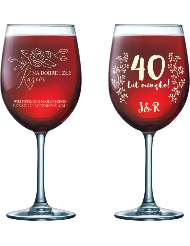 Kieliszek do Wina Grawer Prezent Rocznicę Ślubu z Grawerem