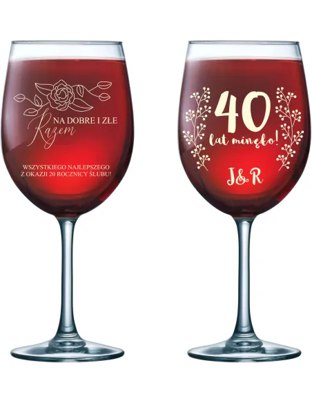 Kieliszek do Wina Grawer Prezent Rocznicę Ślubu z Grawerem