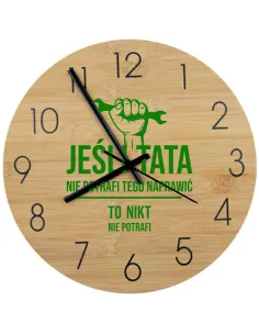 Bambusowy Zegar Ścienny Nadruk Personalizowany Prezent